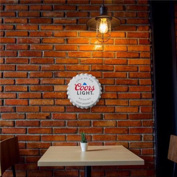 Coors Light Beer Metal Bottle Cap Sign Garage Shop Bar Man Cave Collect LARGE NW - Picture 3 of 6